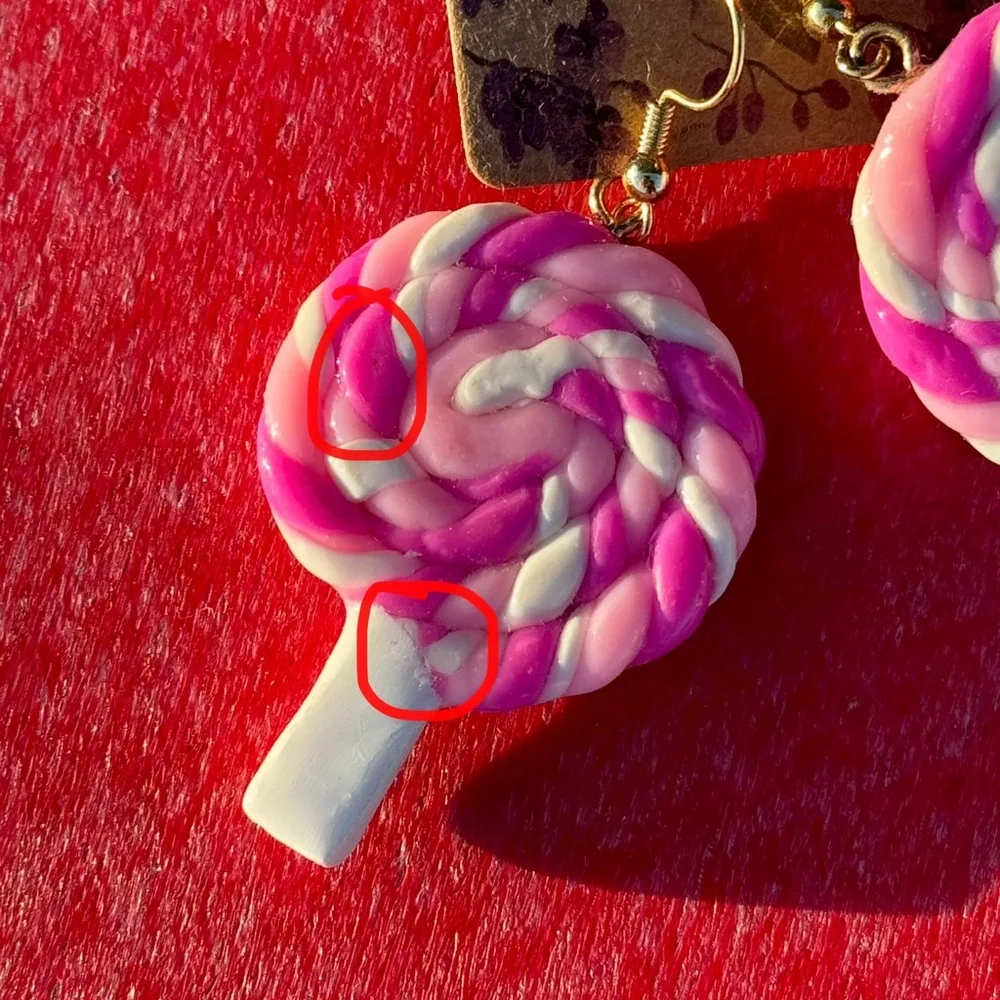 Polymer clay lollipop earrings - Picture 6 of 12